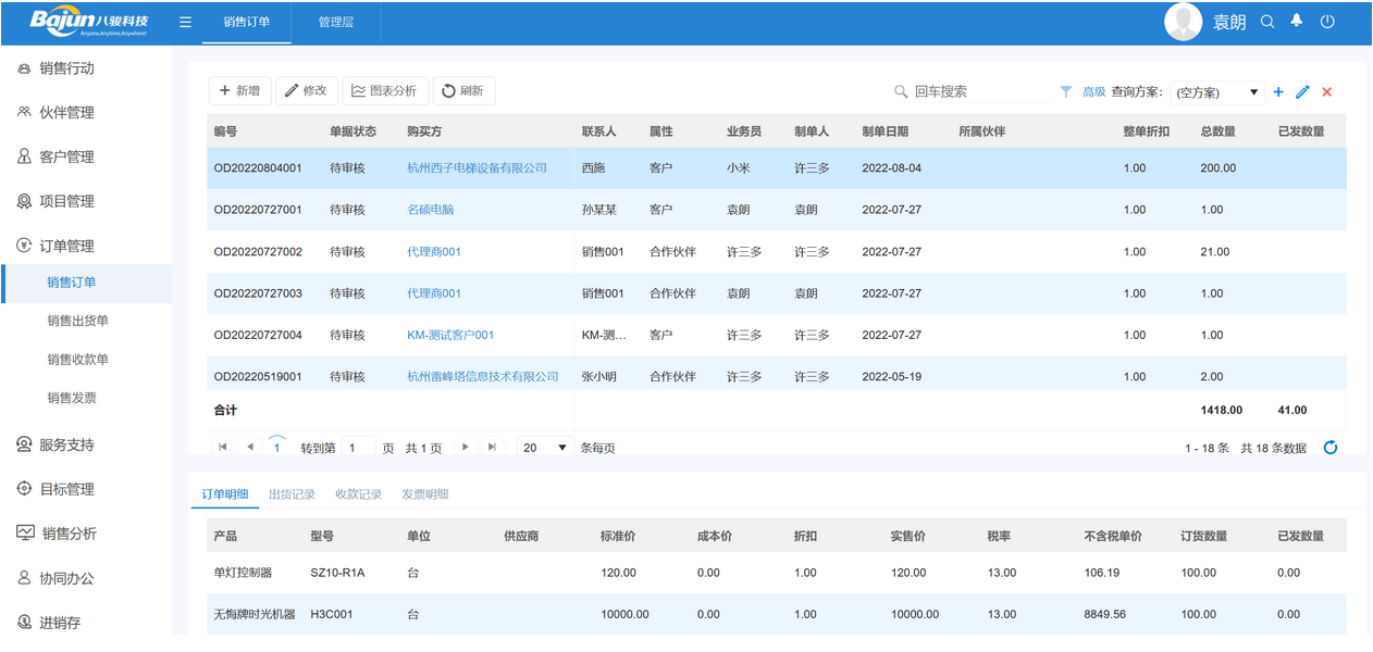 CRM訂單管理系統功能整理