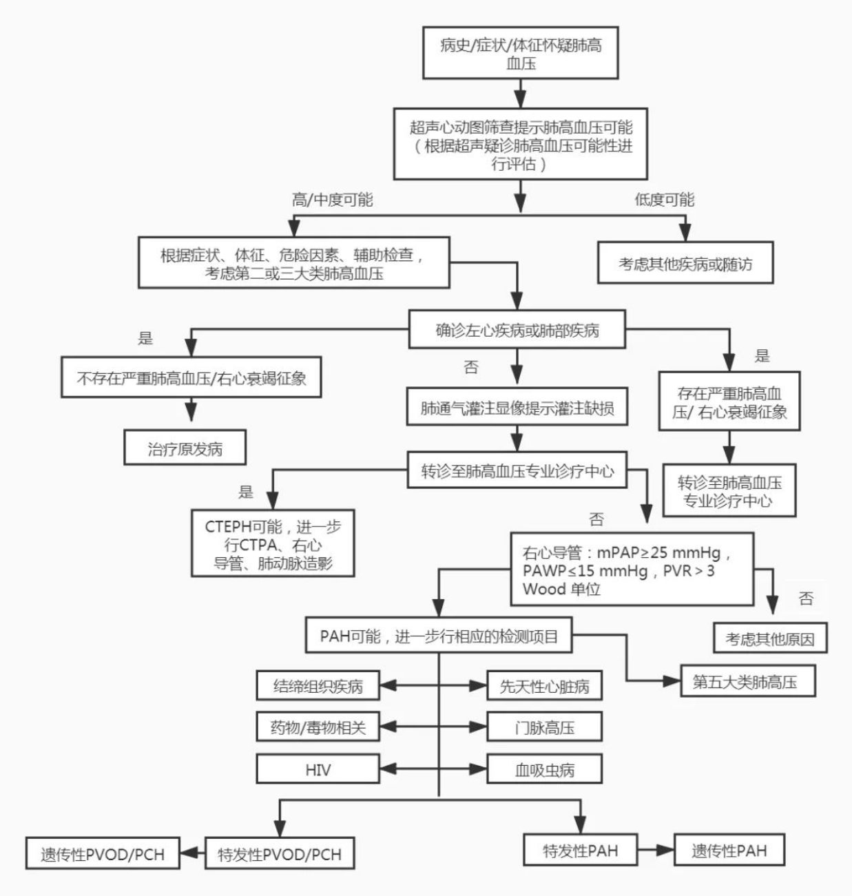 肺動(dòng)脈高壓的診斷流程